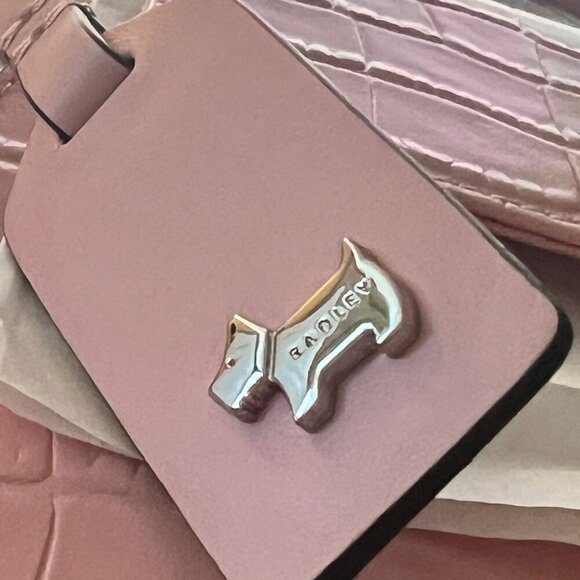 NEW Radley London Rope Walk Croc Embossed Leather Pink Crossbody Handbag $268 - Picture 8 of 11